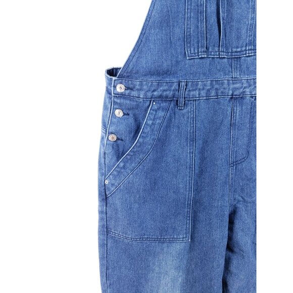 Womens Blue Denim Overalls 44x32 Adjustable Straps Straight Leg - Picture 8 of 10